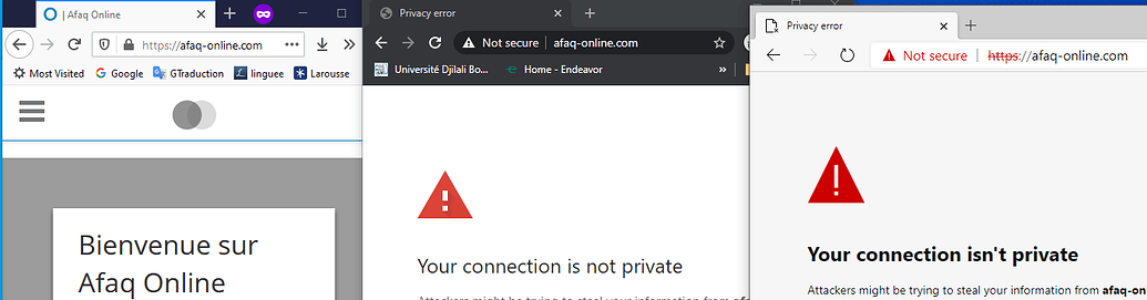 firefox developer edition connection not secure